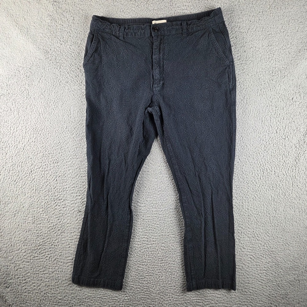 Taylor Stitch Easy Pant Mens 34 (34x27) Blue Seersucker Pants Resort‎ Beach